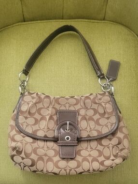 Coach Y2K Tan and Brown Signature Jacquard Shoulder Bag
